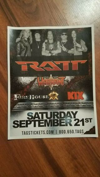 Ratt Warrant Firehouse Kix Ny Concert Tour Poster Fast