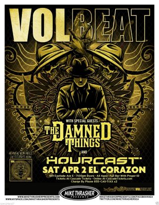 Volbeat / The Damned Things 2011 Seattle Concert Tour Poster - Denmark Metal Music