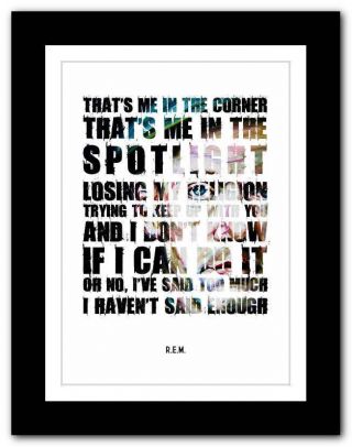 R.  E.  M.  - Losing My Religion ❤ Song Lyrics Typography Poster Art Print - Athiest