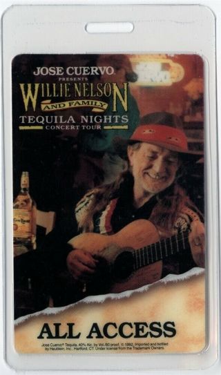 Willie Nelson Authentic 1993 Concert Laminate Backstage Pass Tequila Nights Tour