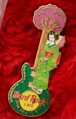 Hard Rock Cafe Pin San Francisco Geisha Girl Cherry Blossom Festival Guitar Hat
