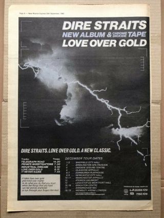 Dire Straits Love Over Gold (a) Poster Sized Music Press Advert From 198