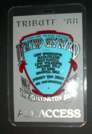 Lynyrd Skynyrd Rossington Band Tribute ’88 Laminated “all Access” Pass