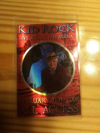 Kid Rock 2008 Tour Backstage Pass Laminated Joe Louis Arena All Access Red Foil