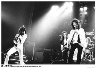Queen Poster Live At Palace Theater In 1974 Freddie Mercury Brian May 33x23