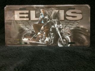 Elvis Presley The King Black Motorcycle License Plate Wings Standard Metal