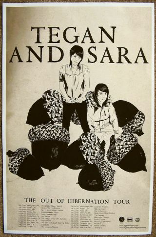 Tegan And Sara 2008 Tour Poster Out Of Hibernation Gig Concert