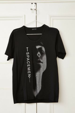 Official Spacemen 3 T Shirt - Black With Silver Foil Print - Size 42 (m)