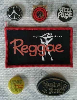 Reggae Collectors Bundle Patch & Pin Badges X6 364 Ub40 Steel Pulse Wop Boney M