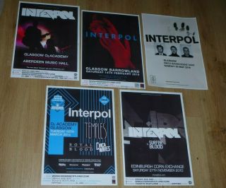Interpol Live Music Memorabilia - Scottish Tour Concert Show Gig Posters X 5