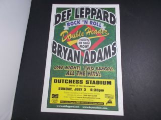Def Leppard Bryan Adams - Dutchess Stadium Ny Concert Poster - 11 X 18 "