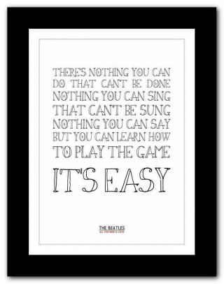 The Beatles - All You Need Is Love ❤ Song Lyrics Typography Poster Art Prints