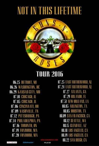 Guns N Roses 2016 Box Office Concert Poster Usa / Canada