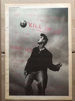 Morrissey Kill Uncle Poster Sized Music Press Advert From 1991 (aged) -