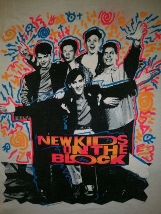 Rare Vintage Kids On The Block Band T Shirt Size M Front And Back Nkotb 1990