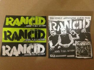 Rancid Honor Is All We Know Sticker Cd/vinyl Lp Record Promo Item Punk Rock