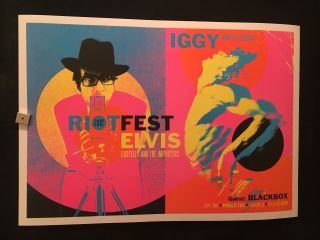 Iggy And The Stooges,  Elvis Costello Chicago Riot Fest 2012 Concert Poster Arens
