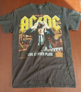 Ac/dc T - Shirt Live At River Plate Concert Tour Angus Young Tee Size S