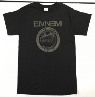 Eminem Detroit City Seal Logo Black T - Shirt Hip Hop Rap Marshal Mathers Sz Small