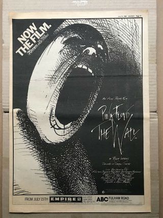 Pink Floyd The Wall - Movie (b) Poster Sized Music Press Advert From 19