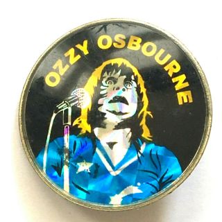 Ozzy Osbourne - Old Og Vintage 1980`s Crystal Prismatic Metal Pin Badge
