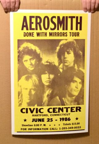 1986 Aerosmith Civic Center Hartford,  Ct.  Cardboard Concert Poster