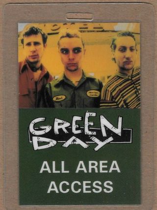 Green Day 1990 World Tour All Area Backstage Laminated Pass