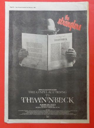 The Stranglers The Men In Black Lp Poster Advert Cutting 1981 Nme A3