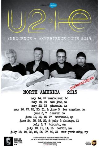 U2 2015 Box Office Concert Poster North America