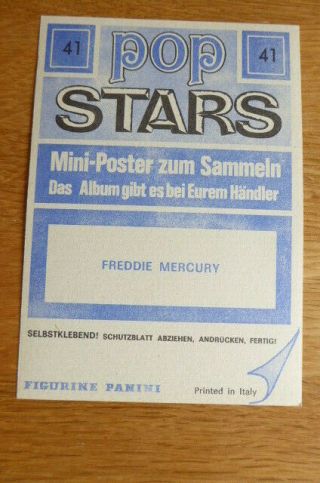 FREDDIE MERCURY QUEEN PANINI POP STARS MINI - POSTER STICKER 41 1975 SCARCE 2