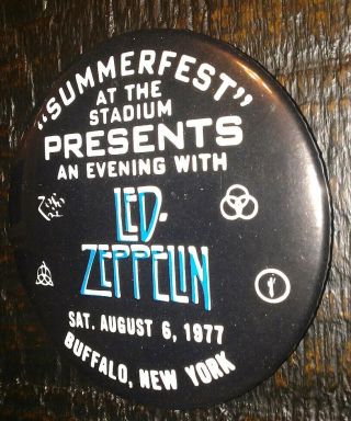 Led Zeppelin Summerfest Buffalo York Concert Button Pin " Reprint "