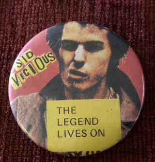 Sex Pistols Sid Vicious Badge Vintage 40mm 1980s Punk Badge Pin
