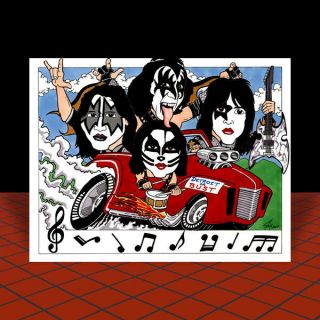 Kiss Artist Signed Poster Art Vintage Gene Simmons Paul Stanley,  Destroyer