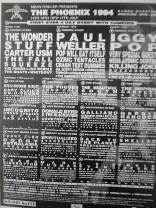 Phoenix Festival 1994 (iggy Pop,  Paul Weller,  The Fall) - Mini Press Poster