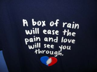 Grateful Dead Box Of Rain Lyrics T - Shirt Navy Xl