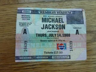 1988 Michael Jackson Bad Tour Ticket Wembley Stadium