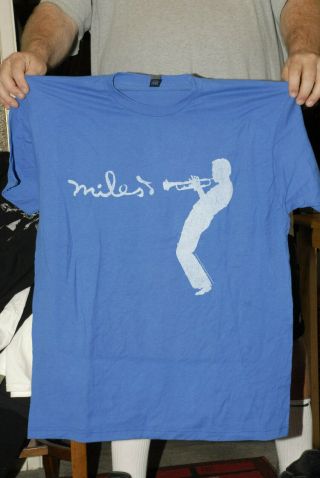 Miles Davis T Shirt Xl Gray On Blue Xl Near Jazz Profile Great Art