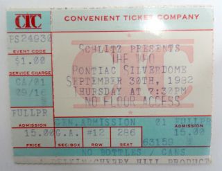 The Who 9/ 30/ 1982 Pontiac Silverdome Detroit Concert Ticket Stub