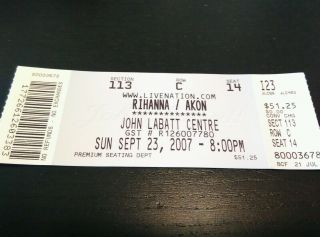 Rihanna & Akon Concert Ticket 2007 John Labatt Centre