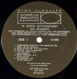 JON HENDRICKS - A GOOD GET TOGETHER - PONY POINDEXTER WES MONTGOMERY - DG LP 3