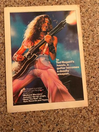 1979 Vintage 8x11 Album Promo Color Print Ad For Ted Nugent Weekend Warriors