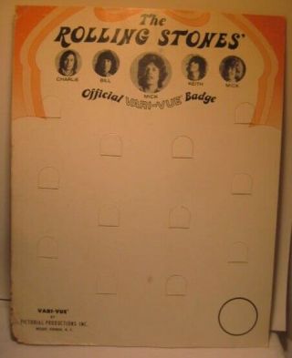 Old Rolling Stones Cardboard Display Easel For Vari Vue Flicker Badges