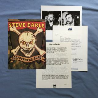 Steve Earle Copperhead Road Uni Records Promo Press Kit W/ Letter,  Bio And Photo
