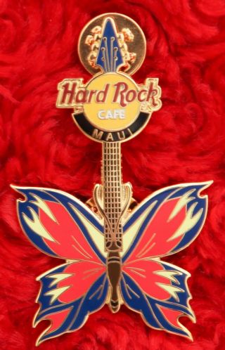 Hard Rock Cafe Pin Maui Butterfly Tattoo Guitar Hat Lapel Logo Brooch Hawaii