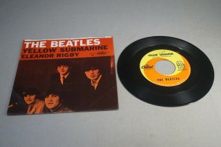 Vintage 45 Rpm Record - The Beatles Yellow Submarine W/ Picture Sleeve