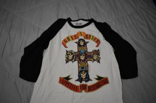 Guns N Roses Appetite For Destruction 3/4 Sleeve T - Shirt Black And White