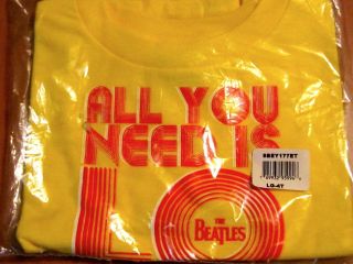 The Beatles All You Need Is Love Yellow T - Shirt Kid Size 4 100 Cotton