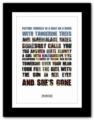 The Beatles - Lucy In The Sky ❤ Song Lyrics Typography Poster Art Print A1 A2