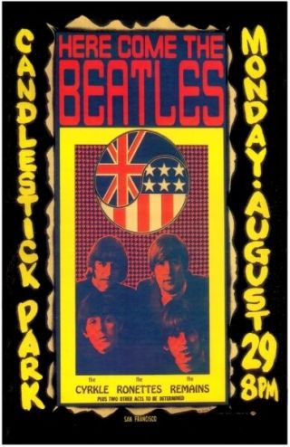 The Beatles 1966 " Last Concert " Box Office Concert Poster San Francisco Lennon