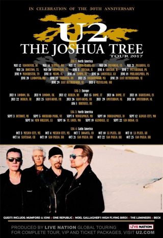 U2 2017 Box Office Concert Poster World Tour